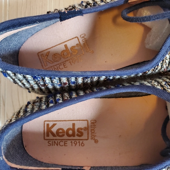 Keds Tweed Chunky Sneaker Shoes Womens Size 9.5 Suede WF57454 Blue Metallic - Picture 5 of 6